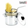 Olla de Acero Inoxidable con Doble Colador para Cocinar Pastas Marca Italiana Tomatto